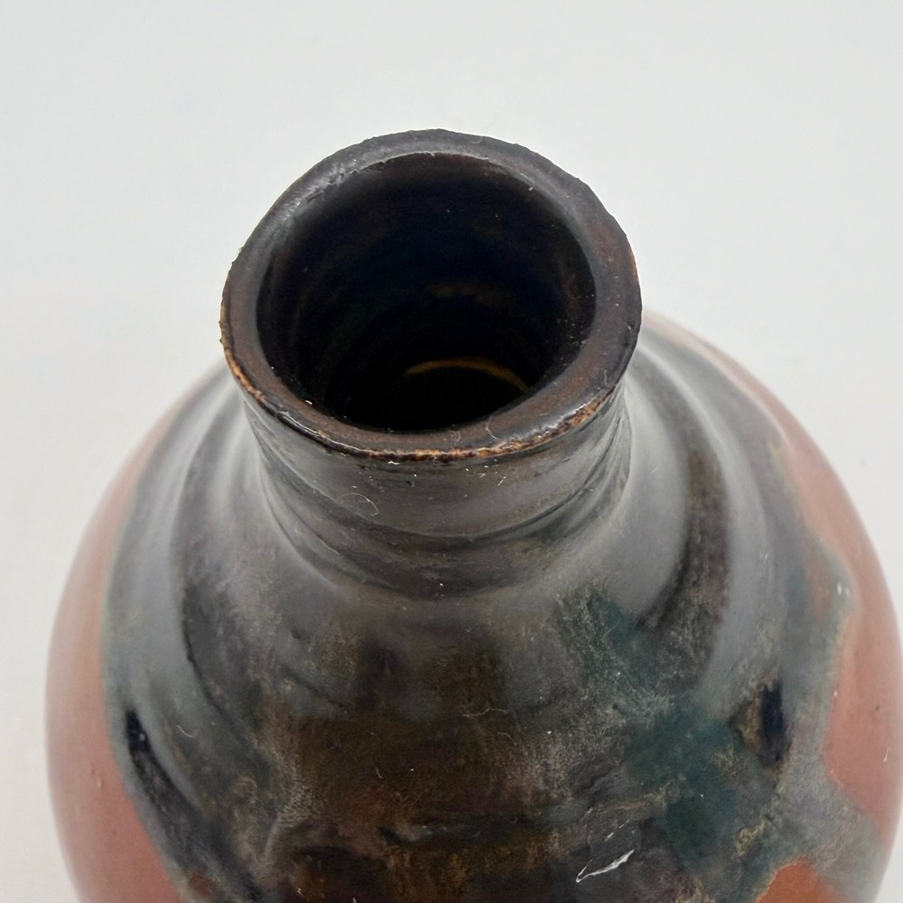 B Carroll Studio Pottery Weed Pot Vase Rust Brown Drip Glaze Ceramic Signed - Picture 8 of 11